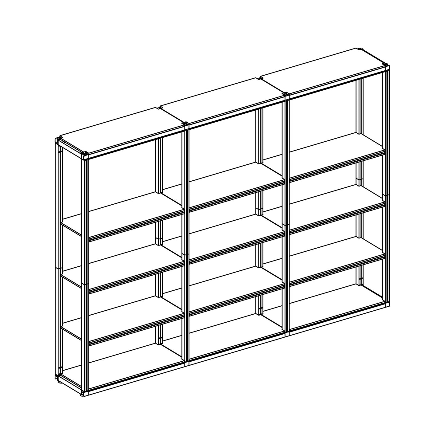 Modular Rack Three Section - 5 Tier Frame with Panels