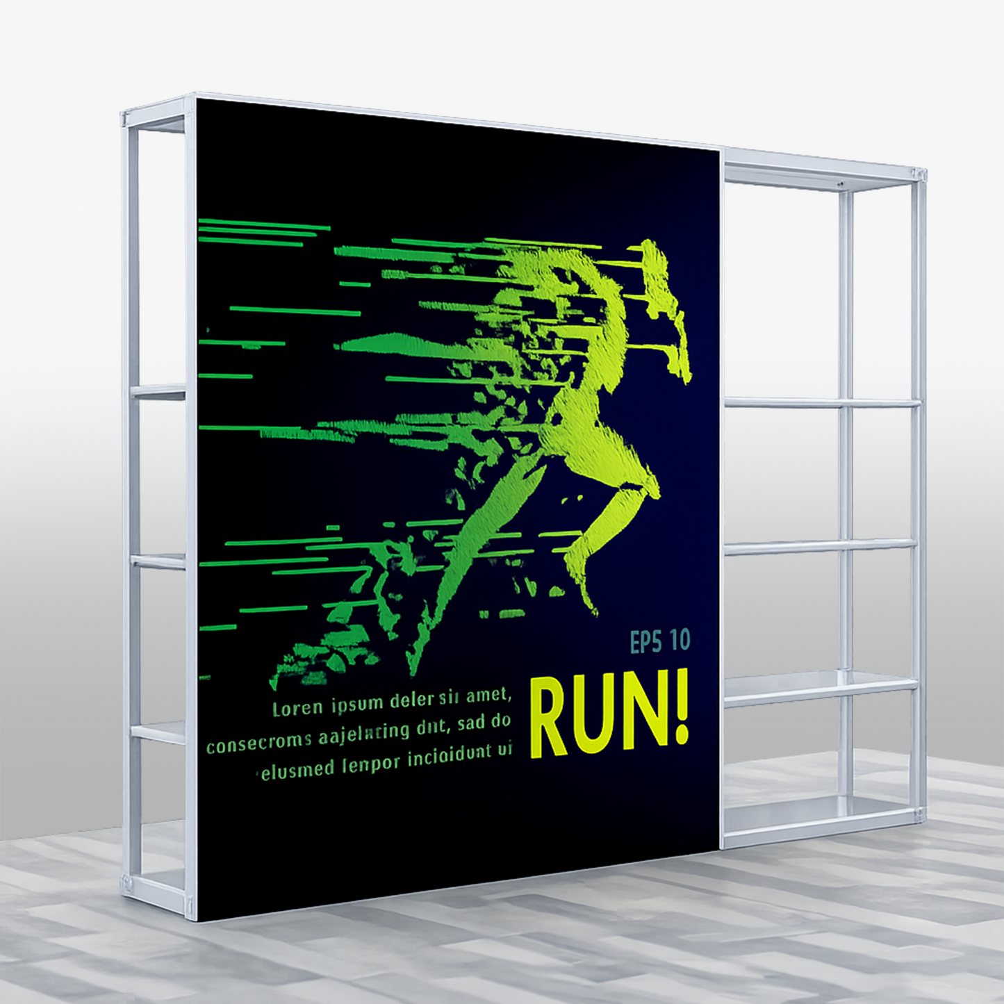 Front Side Custom Graphics for Modular Rack Two Section