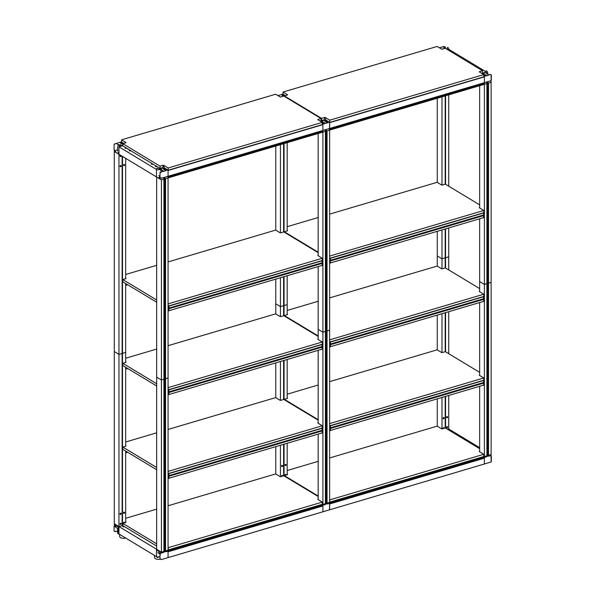 Modular Rack Two Section - 5 Tier Frame with Panels