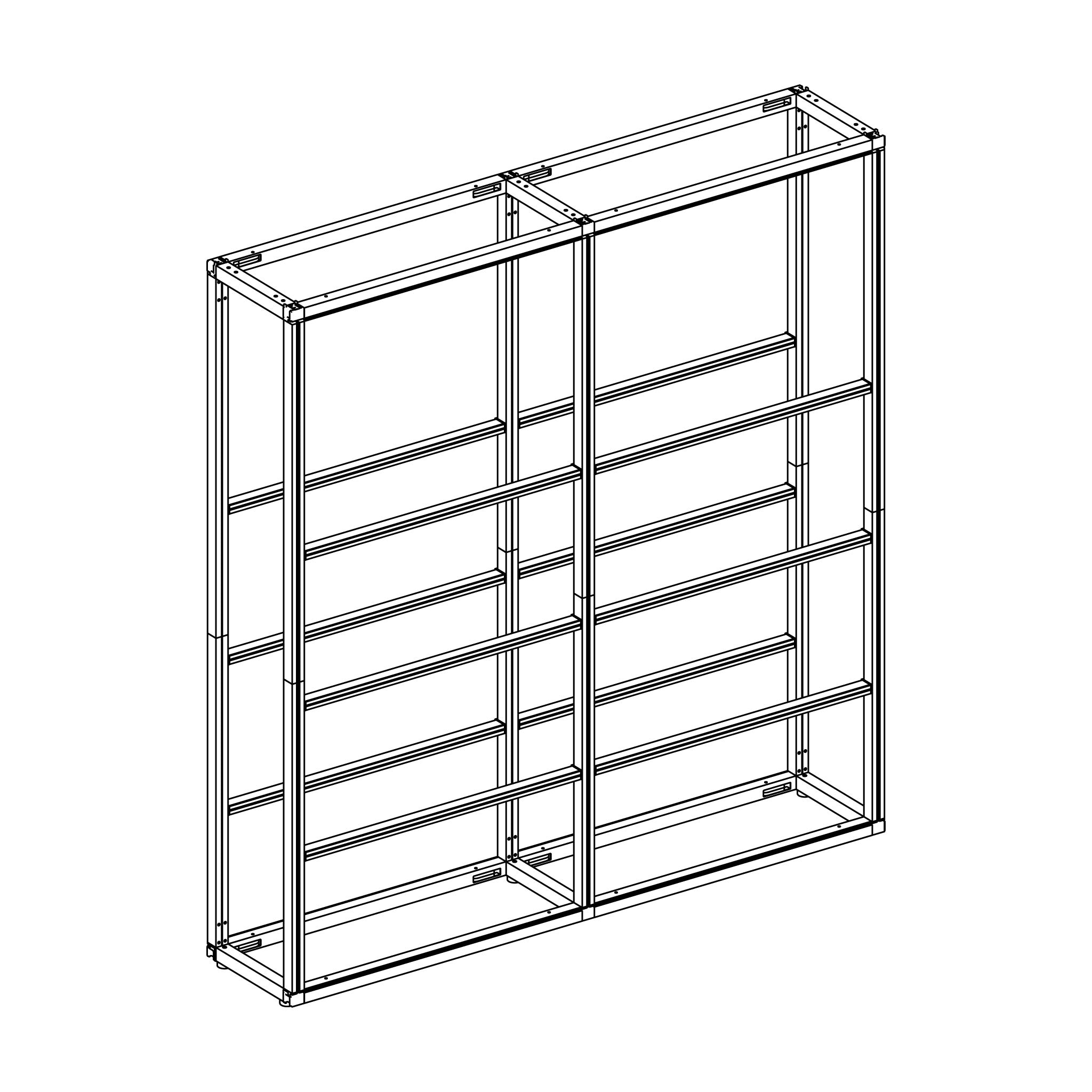 2d Rack Self Modular Rack Two Section - 5 Tier Frame Only without Panels