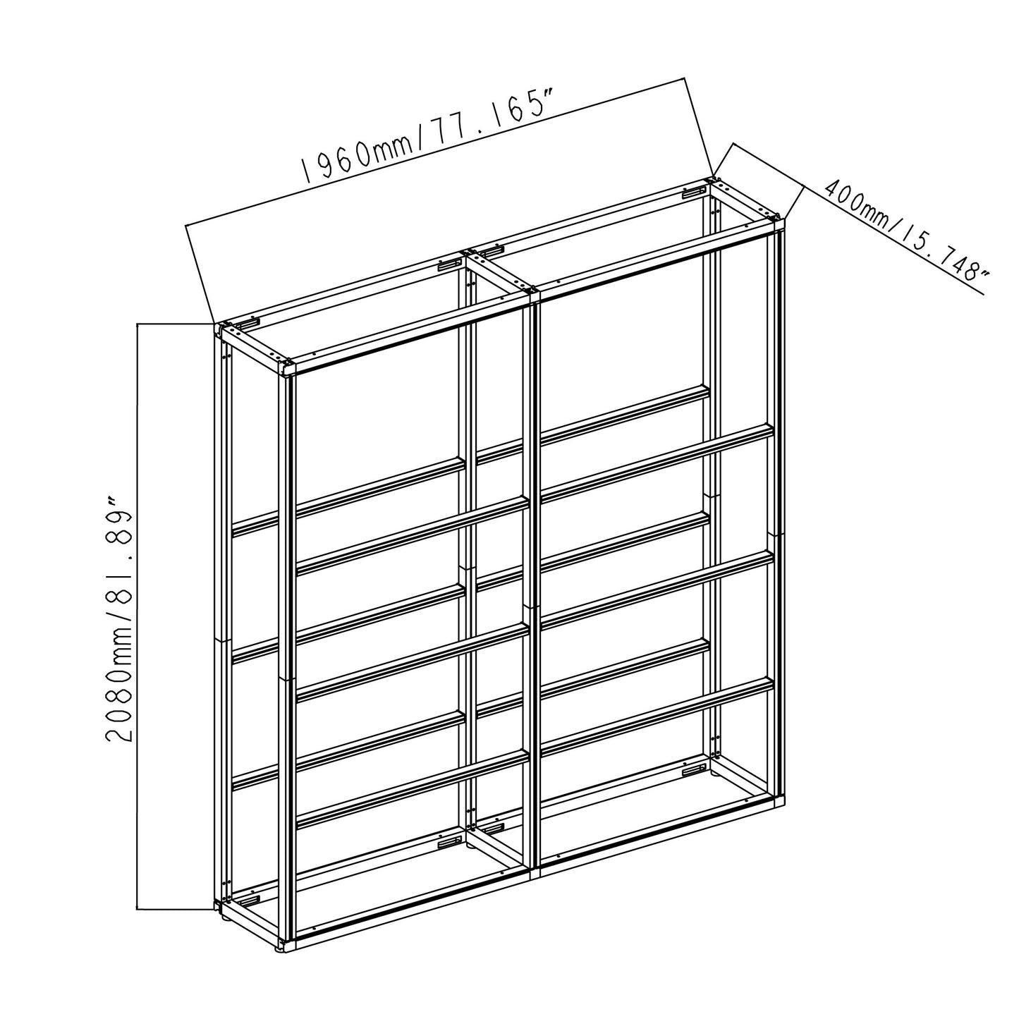 Modular Rack Two Section - 5 Tier Frame Only without Panels