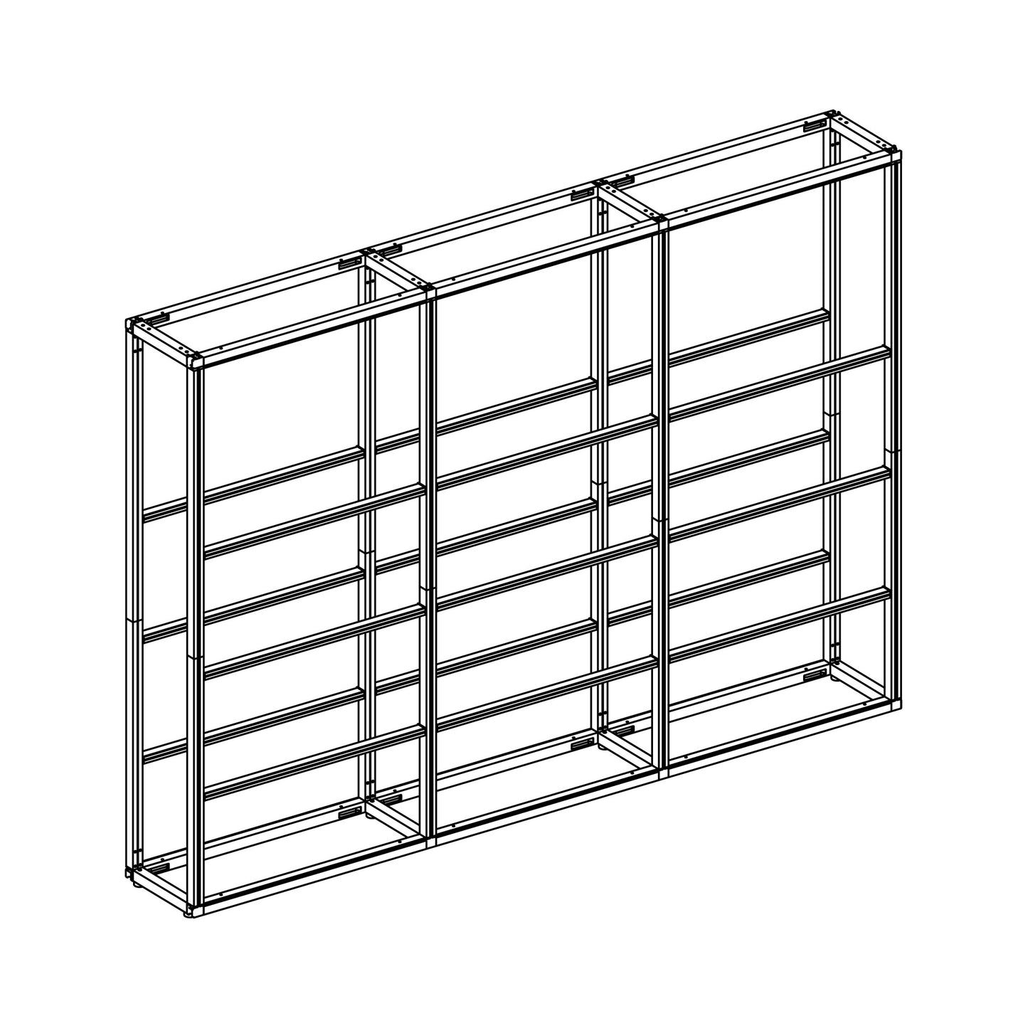 Modular Rack Three Section - 5 Tier Frame without Panels