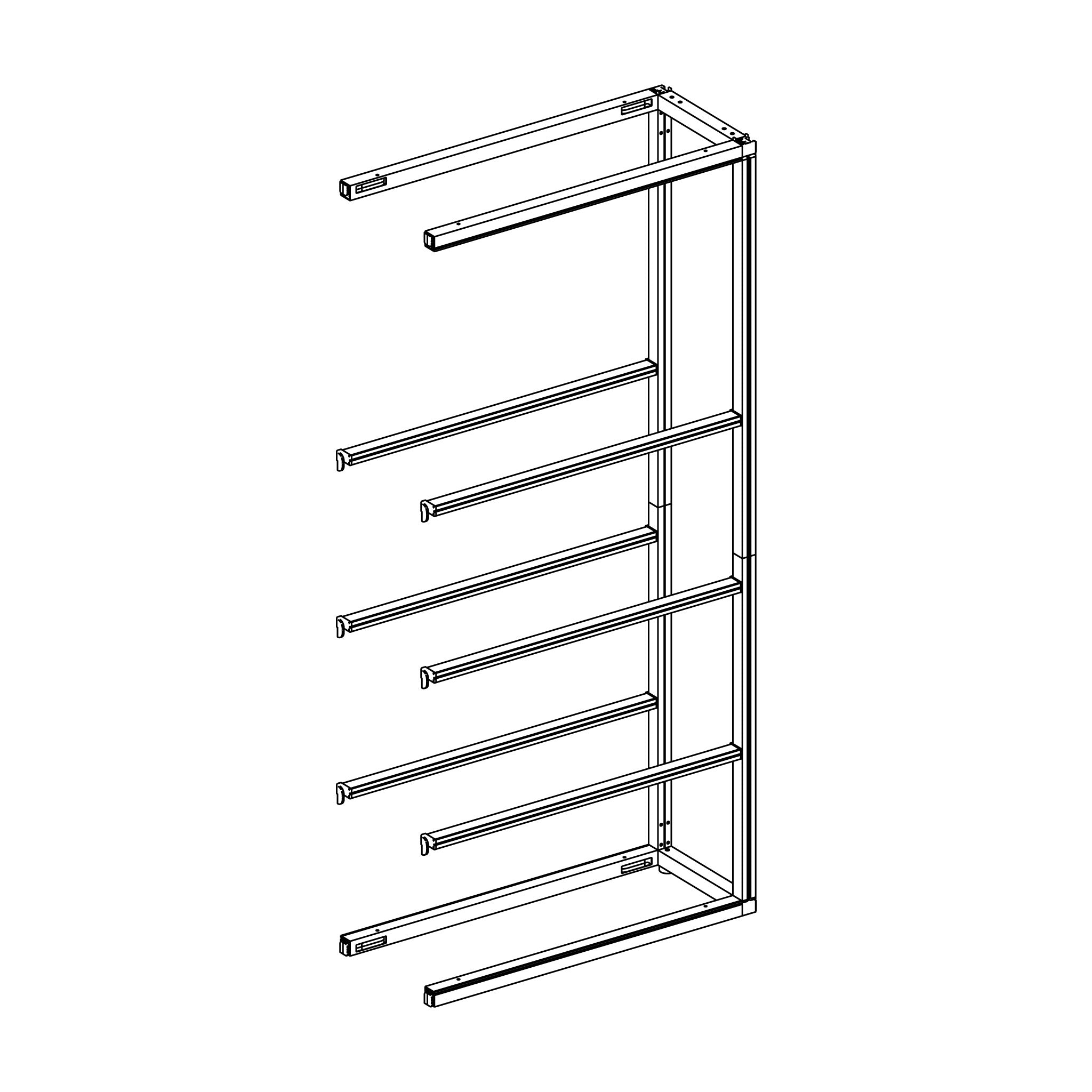Modular Rack Single Frame - 5 Tier Extension Frame without Panels