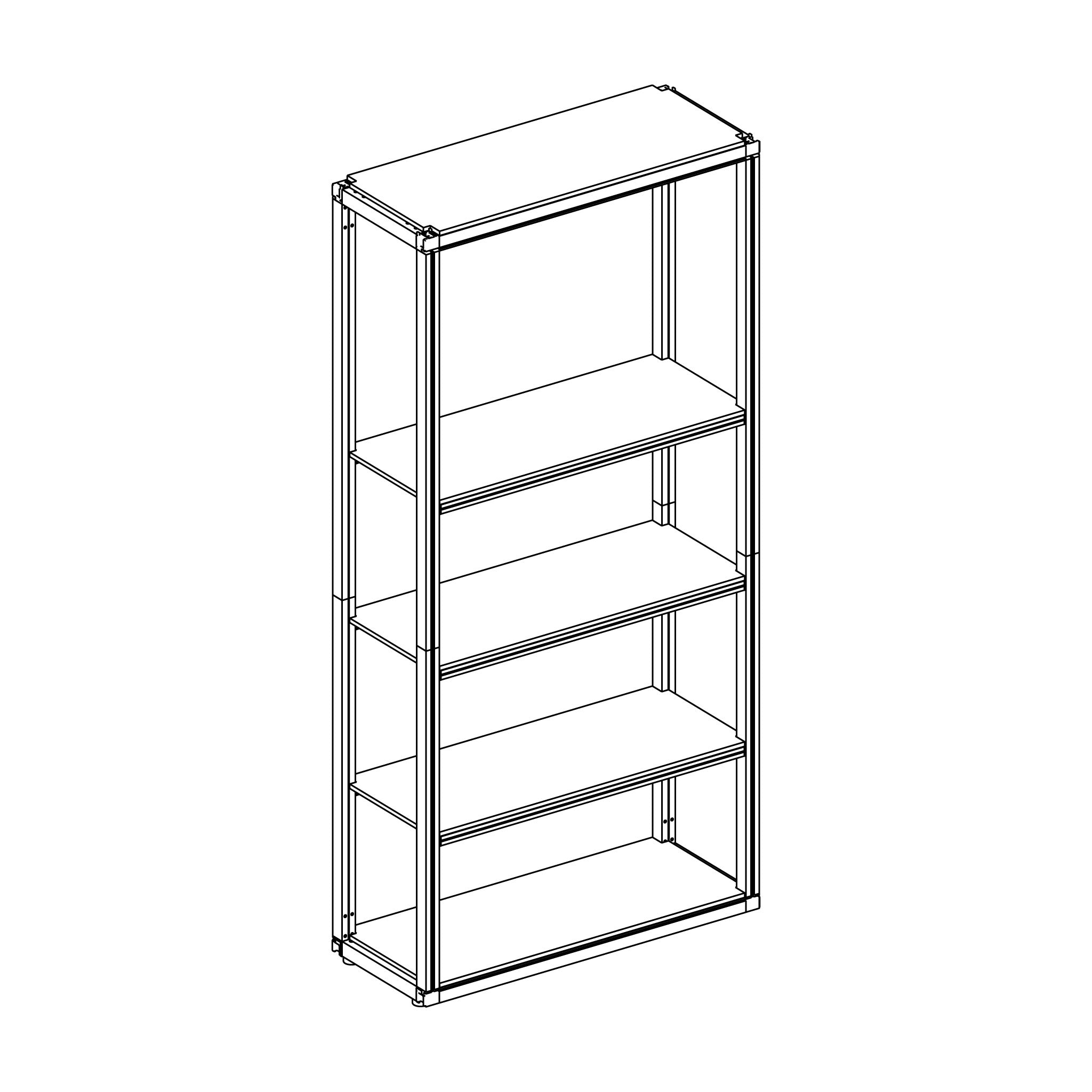 Modular Rack Single Frame - 5 Tier Frame with Panels