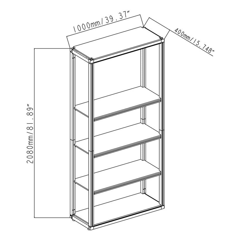 Rak Panel Modular Modular Rack One Section - 5 Tier Frame with Panels