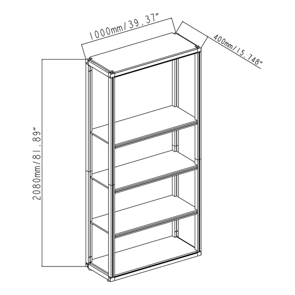 Modular Rack One Section - 5 Tier Frame with Panels