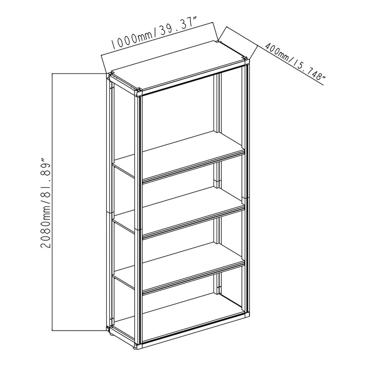 Modular Rack One Section - 5 Tier Frame with Panels