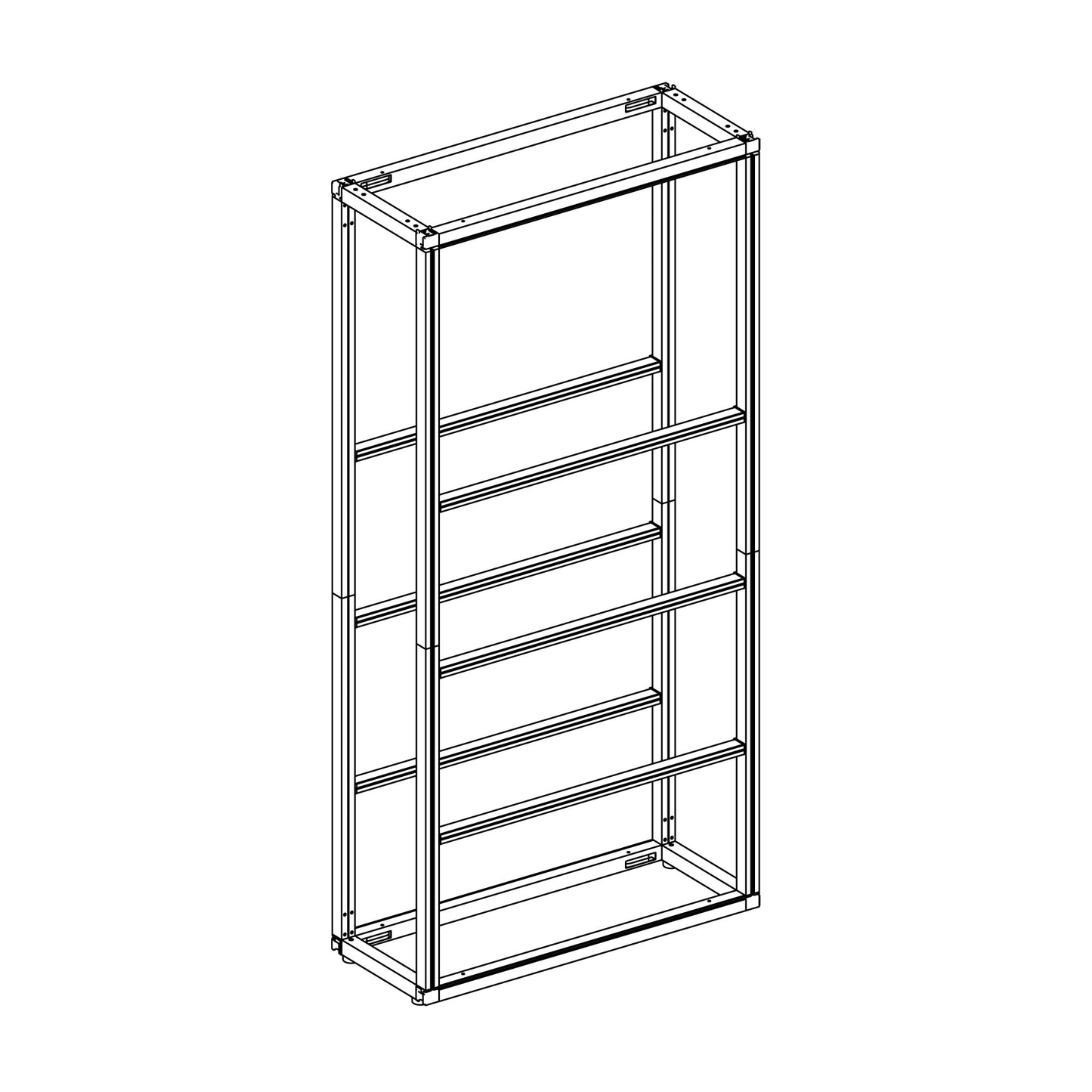 Modular Rack One Section - 5 Tier Frame Only without Panels